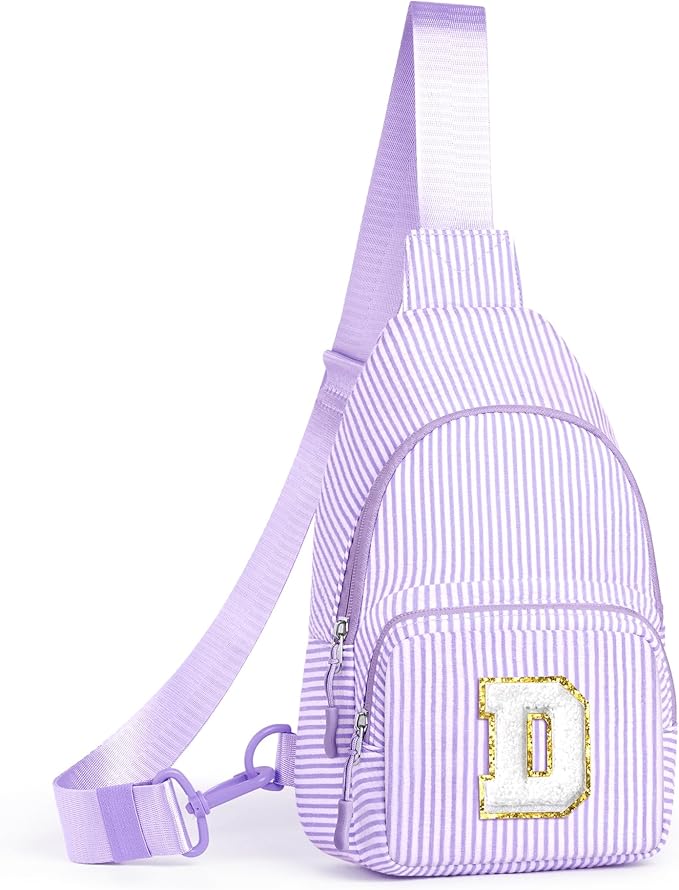 YOOLIFE Personalized Gifts For Teenage Girls Initial Sling Bag Gift for Women Teen Girls Birthday Gift for 11 12 13 14 15 16 Years Old Teen Girl Gifts Trendy Stuff Crossbody Fanny Bag Pack (Purple D)