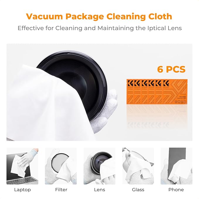 K&F CONCEPT 32-in-1 Camera Lens Cleaning Kit for DSLR Camera Lens Filter with Cleaning Pen+Air Blower+Cleaning Cloth*2+Full-Frame Swab*10+Cleaning Wipes*10+Vacuum Cleaning Cloth*6+Anti-Static Gloves
