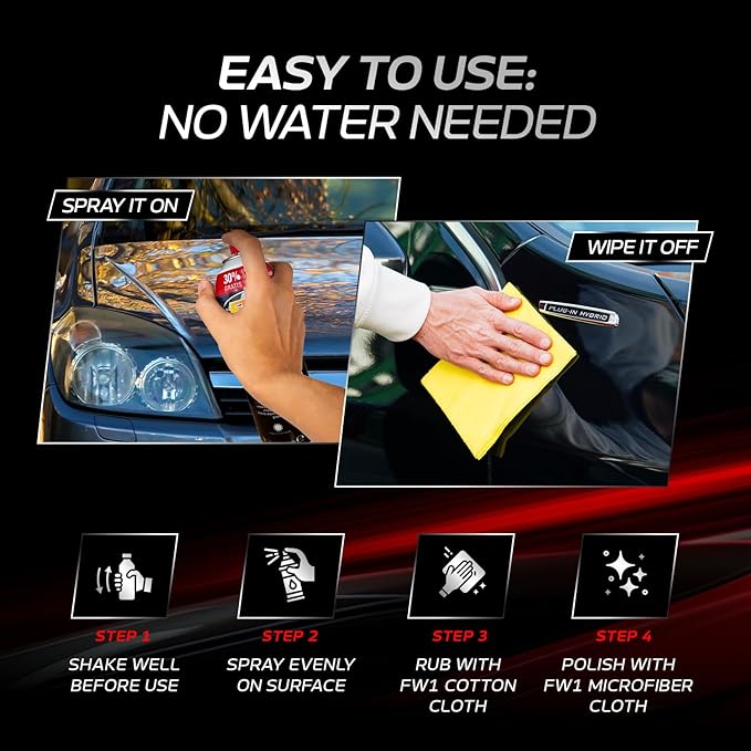 FW1 6 Pack, A High Performance Car Wax Polish | Easy To Use Scratch-Free Waterless Car Wash Spray & Detail Cleaning Polish (17.5oz) | Spray Wax for Cars, Trucks, Motorcycles RVs and boats.