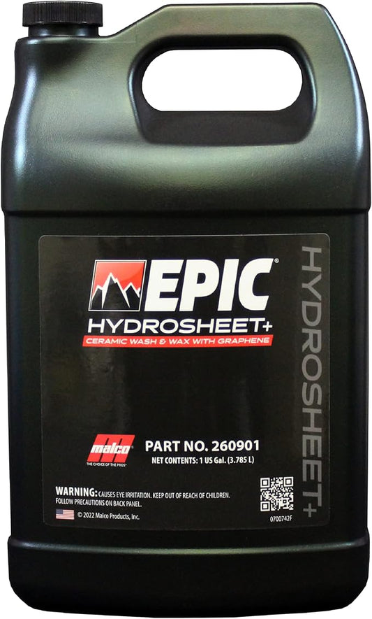 Malco Epic Hydrosheet - Ceramic Wash and Wax with Graphene/Clean, Shine, and Protect Your Vehicle in One-Step / 1 Gallon (260901)