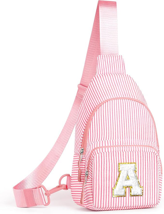 YOOLIFE Personalized Gifts For Teenage Girls Initial Sling Bag Gift for Women Teen Girls Birthday Gift for 11 12 13 14 15 16 Years Old Teen Girl Gifts Trendy Stuff Crossbody Fanny Bag Pack Bean Pink A