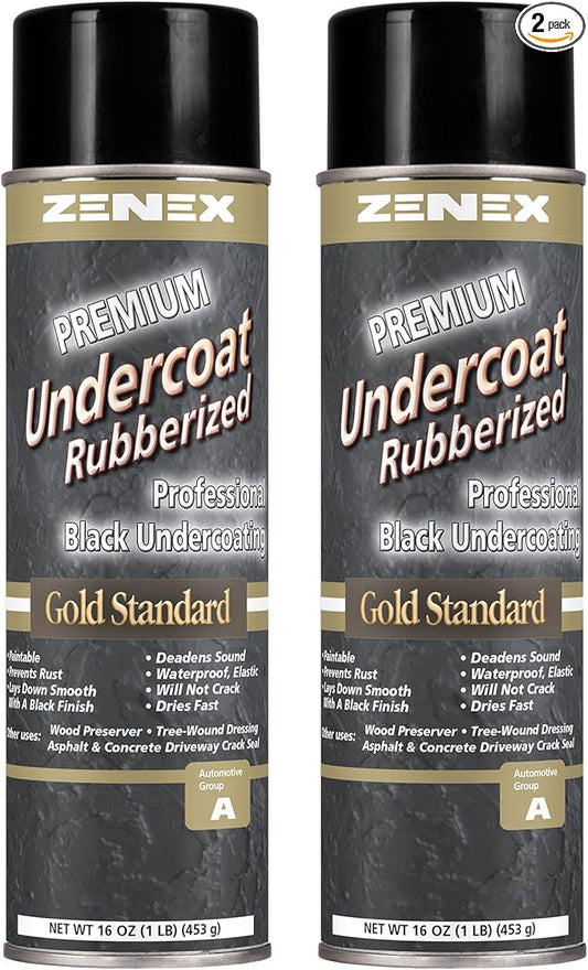 Zenex Rubberized Undercoat - Heavy Duty Undercoating for Vehicles | Rubberized Undercoating Spray for Cars, Trucks, and Trailers | Waterproof Rust Prevention | Sound Deadening | 16 oz (2 Count)