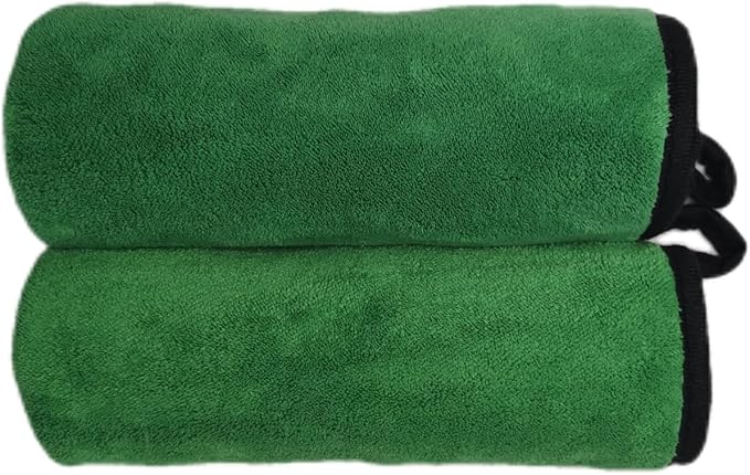 SOFTBATFY Ultrasoft, Large, Thick and Quick Drying Car Microfiber Cleaning Towel 800GSM Polishing Waxing Auto Detailing Towel Cloth (6pack,16 x 16inches) (Grey- Green)