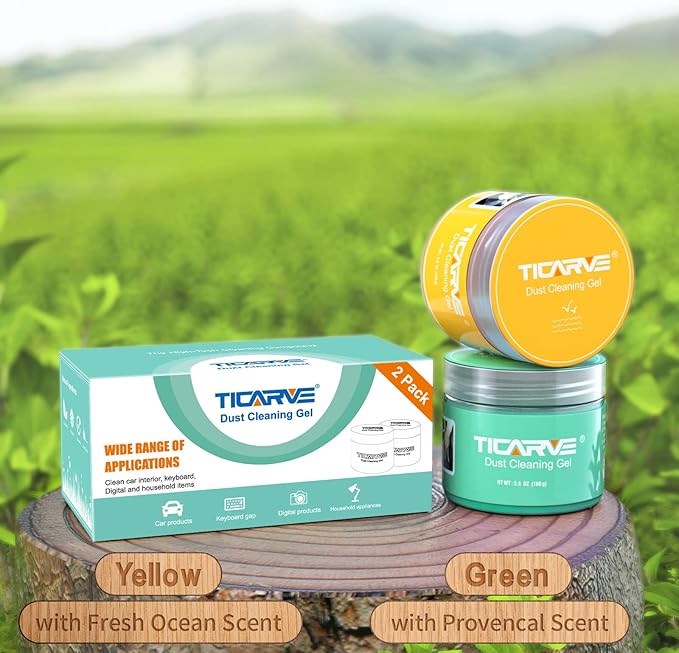 TICARVE 2Pack Cleaning Gel for Car Putty Car Slime Cleaning Car Putty Detail Car Interior Cleaner Automotive Cleaning Kits Keyboard Cleaner Yellow Green (320g/11.2oz)