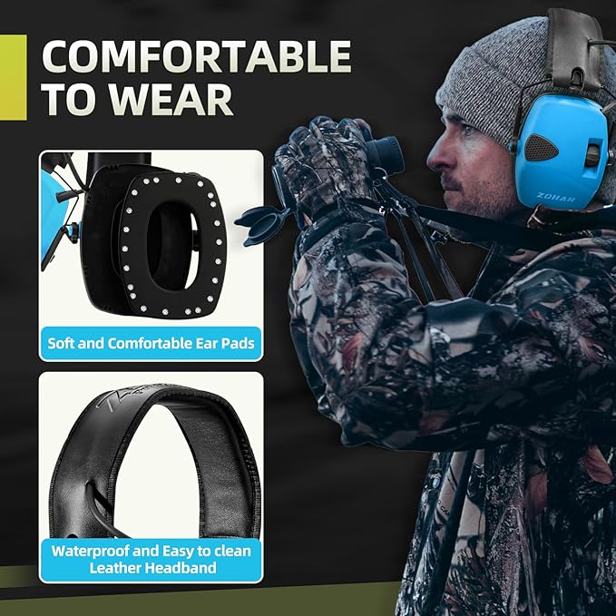 ZOHAN EM054 Electronic Shooting Ear Protection with 4X Sound Amplification 2 Pack,Slim Active Noise Reduction Earmuffs for Gun Range