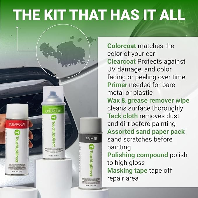 TouchUpDirect Car Paint Touch Up Spray Kit – Toyota 040 Super White Exact Match Auto Paint Kit with Car Color Spray and Clearcoat, for Repainting or Scratch Repair, Platinum Kit