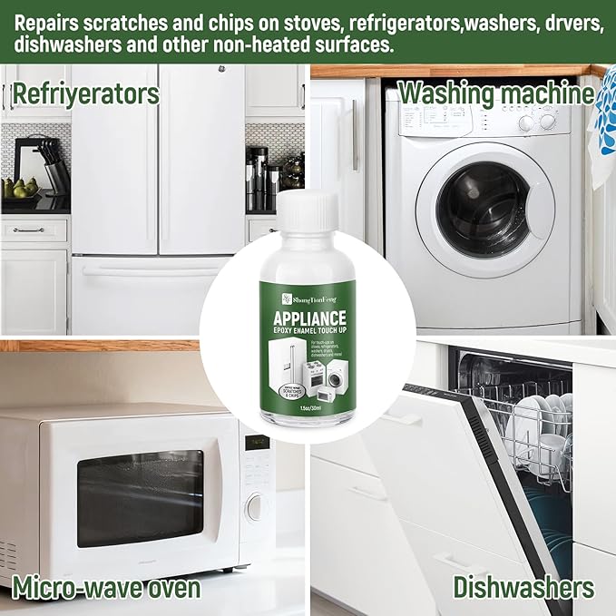 White Touch Up Paint forElectrical appliancesl, metal, wood, floor, appliance maintenance, refrigerator, dishwasher, dryer, washing machine, household appliances high-gloss paint repaint 1.5 Fl Oz