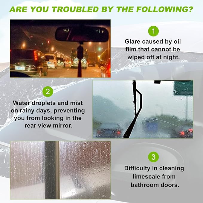 Oil-Free Car Glass Brushes, 2.0 Upgrade Clearvision Car Windshield Cleaner,Oil Film Cleaning Brush for Cars Window, Clearvision Cars Windshield Cleaner Tool, Prevents Rain and Fog (1SET)