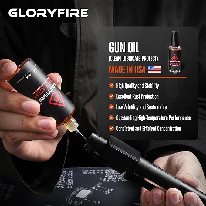 GLORYFIRE Elite Gun Cleaning Kit, Handgun Shotgun Pistol Universal Cleaning Kit with All Brass High-end Brushes, Jags, Reinforced and Lengthened Rods