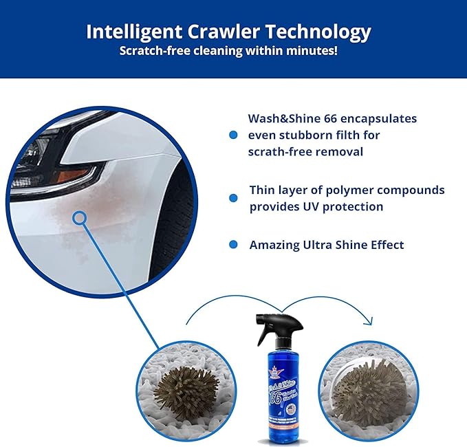 Motorcycle Cleaner Wash&Shine 66 | WATERLESS BIke Wash with Ultra Shine Finish | Powerful Motorcycle Detailing Spray for All Surfaces | Bike Cleaner by Shinykings California | 16.9 fl.oz