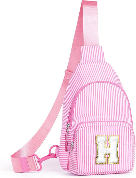 YOOLIFE Personalized Gifts For Teenage Girls Initial Sling Bag Gift for Women Teen Girls Birthday Gift for 11 12 13 14 15 16 Years Old Teen Girl Gifts Trendy Stuff Crossbody Fanny Bag Pack Pink H