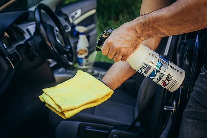 Sisbrill Essential Car Cleaning Kit – Rim Cleaner, All-Purpose Interior & Exterior Detailer, Leather & Plastic Conditioner – Complete Auto Detailing Trio with Microfiber Towel