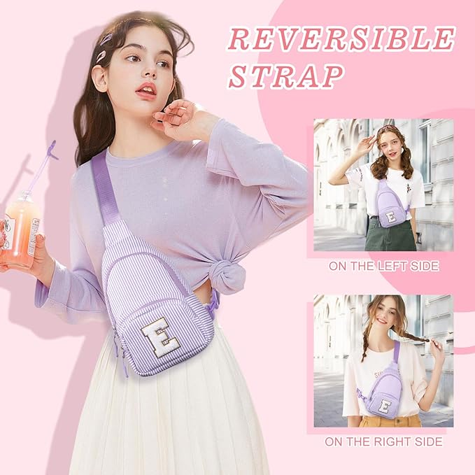 YOOLIFE Personalized Gifts For Teenage Girls Initial Sling Bag Gift for Women Teen Girls Birthday Gift for 11 12 13 14 15 16 Years Old Teen Girl Gifts Trendy Stuff Crossbody Fanny Bag Pack (Purple N)