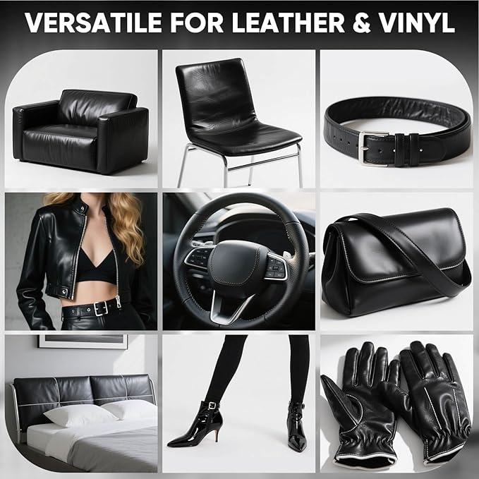 Leather Recoloring Balm - Scratch Repair & Color Restore Kit for Faded Leather, Leather Couch & Car Seats - 12OZ Leather Restorer Balm for Furniture, Auto Interior, Vinyl, Accessories (Black)