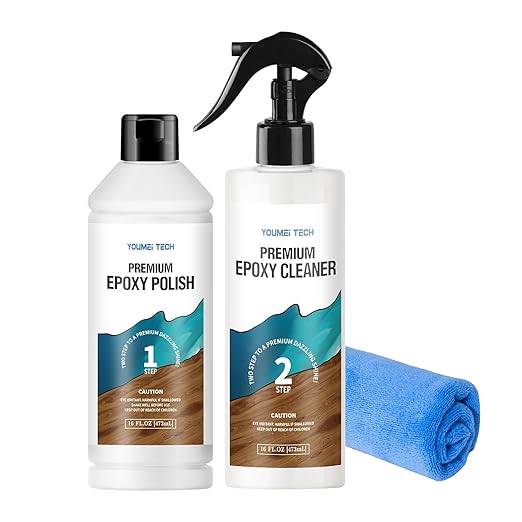 Resin Polishing Kit,32oz Kit of Resin Polish (16oz) & Epoxy Cleaner (16oz), Premium Epoxy Polishing Kit, Polishing Compound for Table Countertop, Removes Scratches & Scuffs