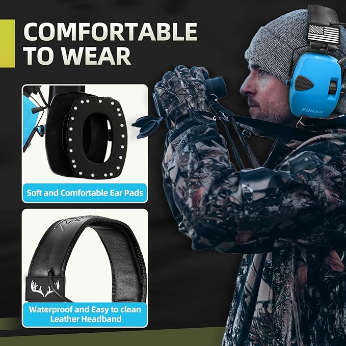 ZOHAN EM054 Electronic Shooting Ear Protection with 4X Sound Amplification, Ear Protection Muffs for Gun Range, NRR 23db Noise Reduction Hearing Protection Headphones