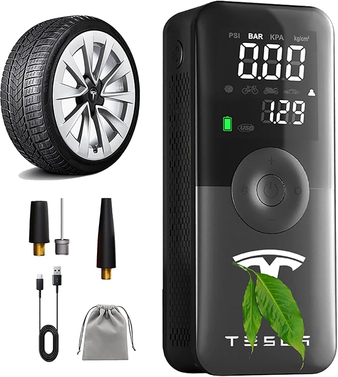 Tire Inflator Portable Air Compressor, Model 3 Y S X Accessories, Cordless Rechargeable Automatic Tire Pump, Multipurpose Tire Pressurizer with Emergency Light