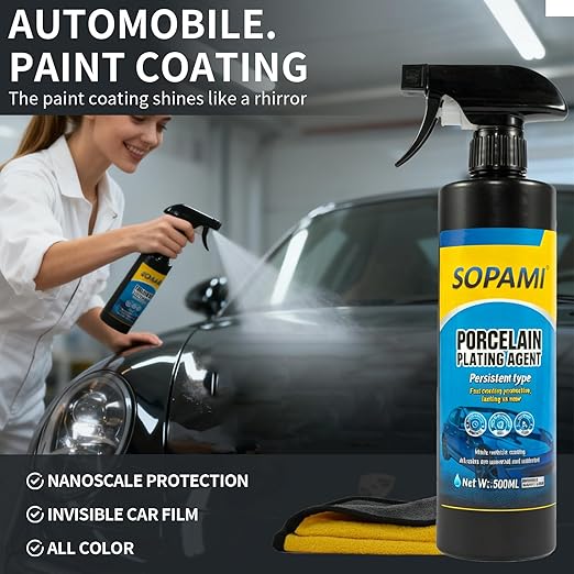 Car Coating Spray, 2pack SOPAMI 3-in-1 High Gloss Polish Scratch Remover, Waterless Car Wax Spray for Shine Protection, Nano Hydrophobic Quick Detailer for Paint, Glass, Plastic Metal Surfaces