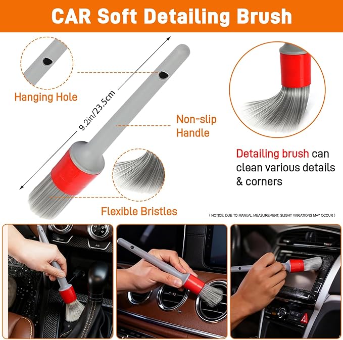 XINDELL Extendable Windshield Cleaner Tool Kit for Car, Interior & Exterior Window Cleaning with Pivot Head, Car Cleaning Microfiber Towels Kit with 3 Reusable Pads, Spray Bottle & 3 Towels (Orange)