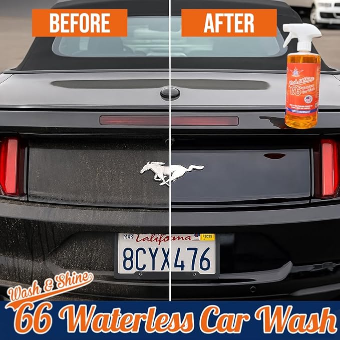 Shinykings Wash&Shine 66 32 fl.oz WATERLESS Car Wash with Ultra Car Shine Effect Powerful Car Wash Spray or Foam Soap for All Surfaces | Scratch-Free & Biodegradable Car Cleaner | 32 fl.oz.