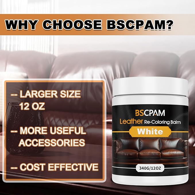 12oz Leather Recoloring Balm & 3.4oz Mink Oil Leather Conditioner kit,White Leather Color Repair Kits for Couches, Leather Couch Paint Scratch Repair for Furniture Car Sofa Shoes Leather Dye