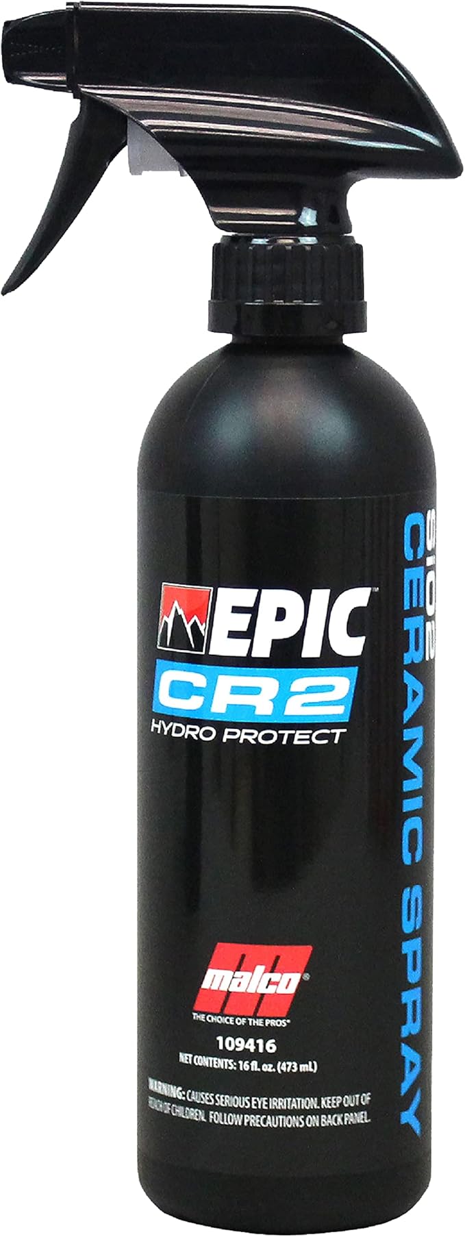Malco EPIC CR2 Hydro Protect Ceramic Spray – Rejuvenates and Protects Vehicle Exterior Finishes/Shine, Protect, and Beautify Your Vehicle/Deep Hydrophobic Shine on All Types of Surfaces/16oz (109416)
