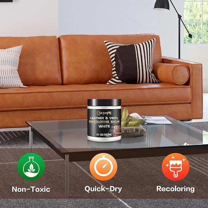 White Leather Recoloring Balm, Leather Repair Kit for Furniture,Leather Dye Couch Paint and Repair,Leather Scratch Remover,Leather Color Restorer for Couches Car Seats Purses Shoes