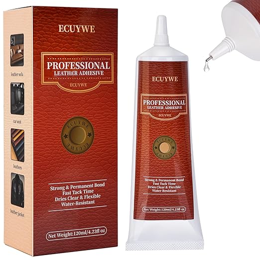 Professional Leather Glue Adhesive -120 ML Industrial Strength, Clear & Flexible Bond for Shoes, Bags, Purses, Furniture, Car Seats, Jackets (Repair Vinyl, Suede, Upholstery, Rubber)