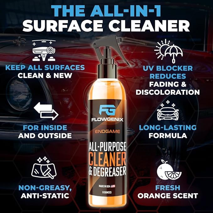 All Purpose Cleaner for Car Detailing (16oz) - Car Interior Cleaner for Dashboard, Trim, Seat, Fabric & More - Auto Cleaning Supplies - Incl 2 Microfiber Towels