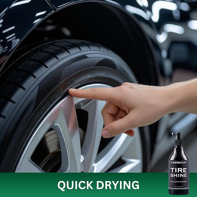 The Pro Stuff® Tire Shine - Satin Tire Dressing for Deep Black Finish | No Sling, Quick Drying, Solvent-Free | Car Tire Shine for Enthusiasts