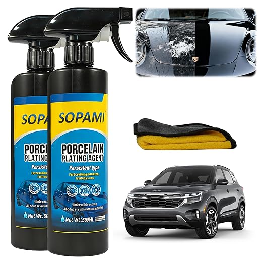 Car Coating Spray, 2pack SOPAMI 3-in-1 High Gloss Polish Scratch Remover, Waterless Car Wax Spray for Shine Protection, Nano Hydrophobic Quick Detailer for Paint, Glass, Plastic Metal Surfaces