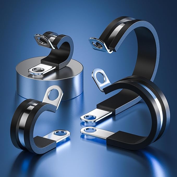 100 PCS 1/4 Inch Stainless Steel Cable Clamps - Insulated, Hose, Pipe, Wire Clamps