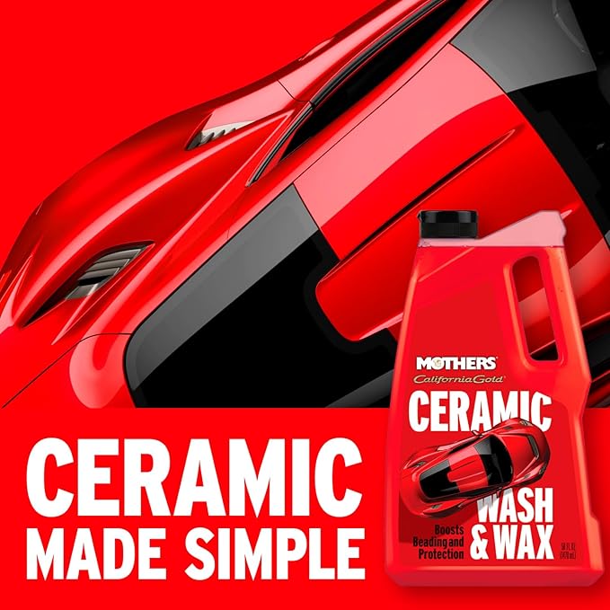 Mothers California Gold Ceramic Wash & Wax, 50 oz. – pH Neutral, Eco-Friendly, Super-Sudsy, Watermelon Scented, Boosts Beading, Enhances Gloss & Leaves a Streak-Free Shine, Foam Cannon Ready (05650)