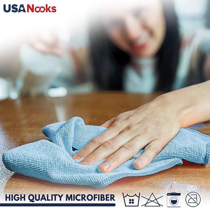 USANOOKS Microfiber Cleaning Cloth - Turq - 50Pcs (12.5x12.5 inch) High Performance - 1200 Washes, Ultra Absorbent Car Towel Traps Grime & Liquid for Streak-Free Mirror Shine - car Washing Cloth
