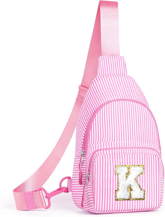 YOOLIFE Personalized Gifts For Teenage Girls Initial Sling Bag Gift for Women Teen Girls Birthday Gift for 11 12 13 14 15 16 Years Old Teen Girl Gifts Trendy Stuff Crossbody Fanny Bag Pack Pink K