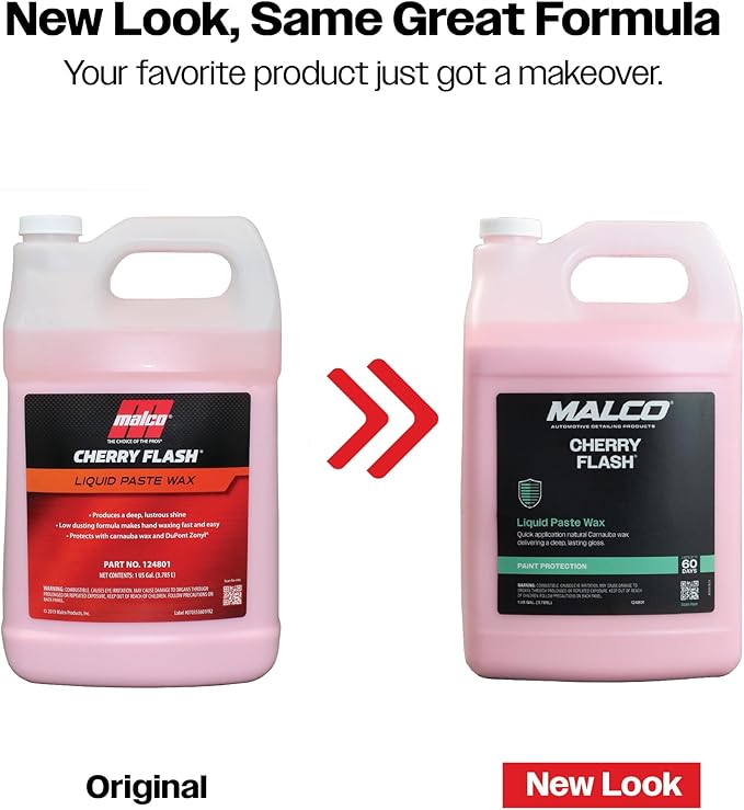Malco Cherry Flash Automotive Liquid Paste Wax – Protect & Shine Your Vehicle/Easiest Way to Hand Wax Your Car/Lasting Gloss & Protection For Cars, Trucks, Boats and Motorcycles / 1 Gal. (124801)