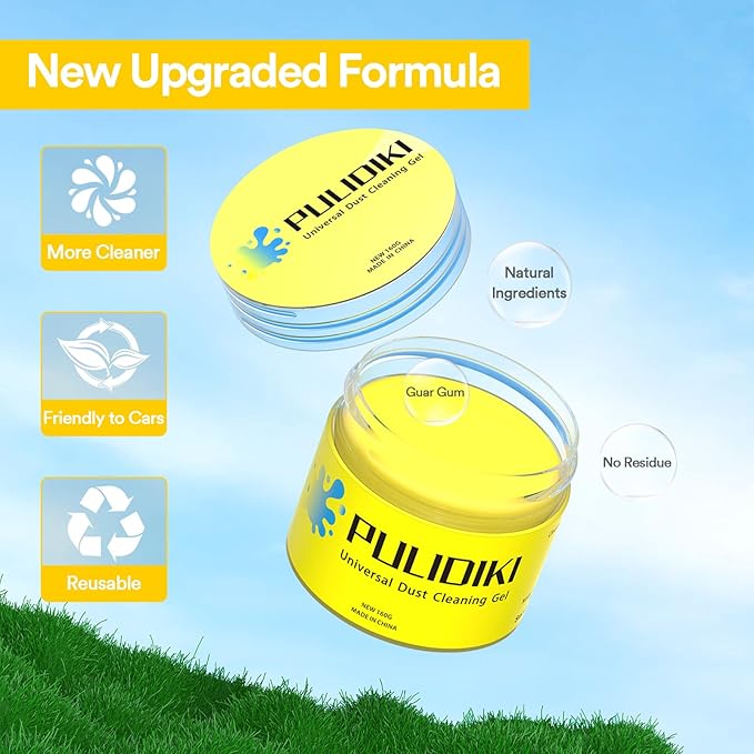 PULIDIKI Car Cleaning Gel Detailing Kit Car Cleaning Putty Gel Reusable Car Cleaning Tools Car Slime for Cleaning Car Slime Cleaner Car Cleaning Supplies Car Accessories for Men Women Yellow