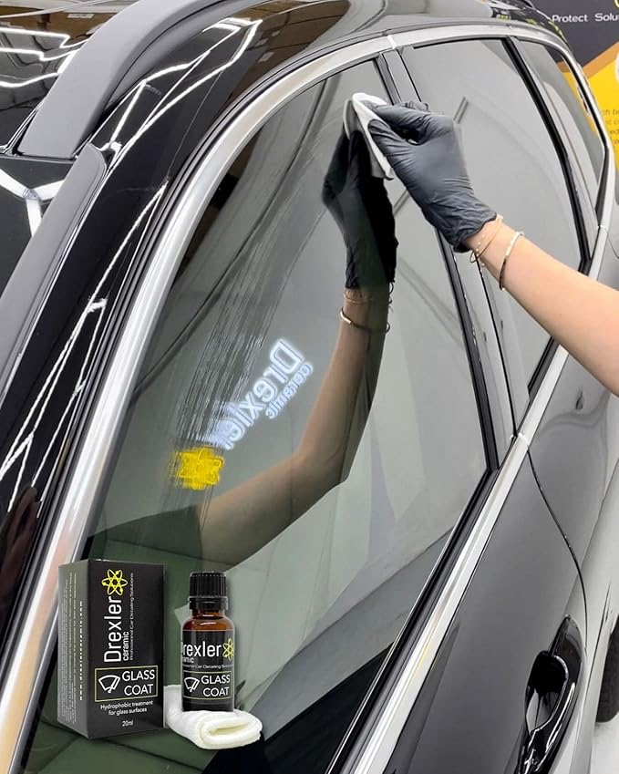 Glass Coating 20ml – Hydrophobic Ceramic Coat for Windshields & Windows | Water Repellent Protection for Glass Parts | Enhanced Visibility, Spotless Finish, Long-Lasting Shine