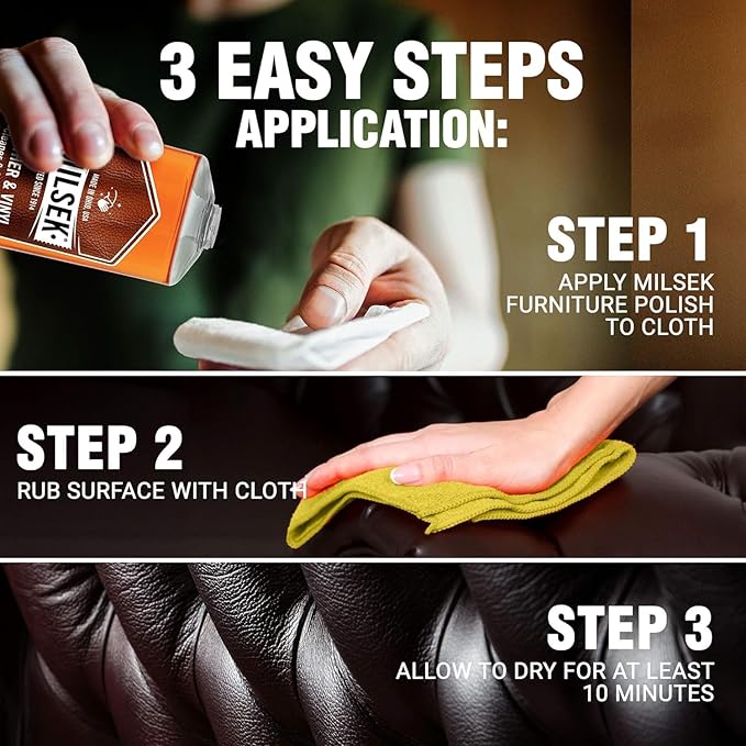 Milsek Leather & Vinyl Cleaner & Conditioner - Cleaning Supplies for Leather Home Furnitures, Couch, Automotive Interior, Shoes, Bags - 12 Fl Oz (Pack of 2) with Microfiber Towel