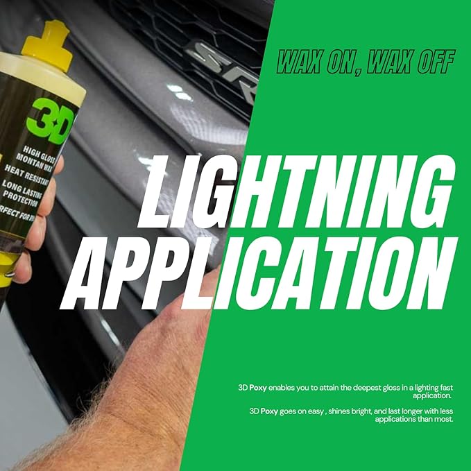 3D POXY Montan Wax Sealant – Long Lasting Hybrid Car Wax for High Gloss Finish & Paint Protection | Non-Staining Formula | Easy to Apply | Made in USA | 32 oz