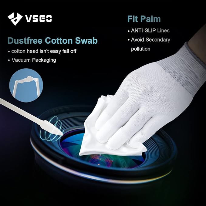 VSGO Professional Camera Cleaning Kit with Portable Bag Air Blower Lens Cleaning Pen Spray Cotton Swab Cloth Compatible for Canon, Nikon, Sony DSLR Cameras and Sensitive Electronics Bundle(VS-A3E)