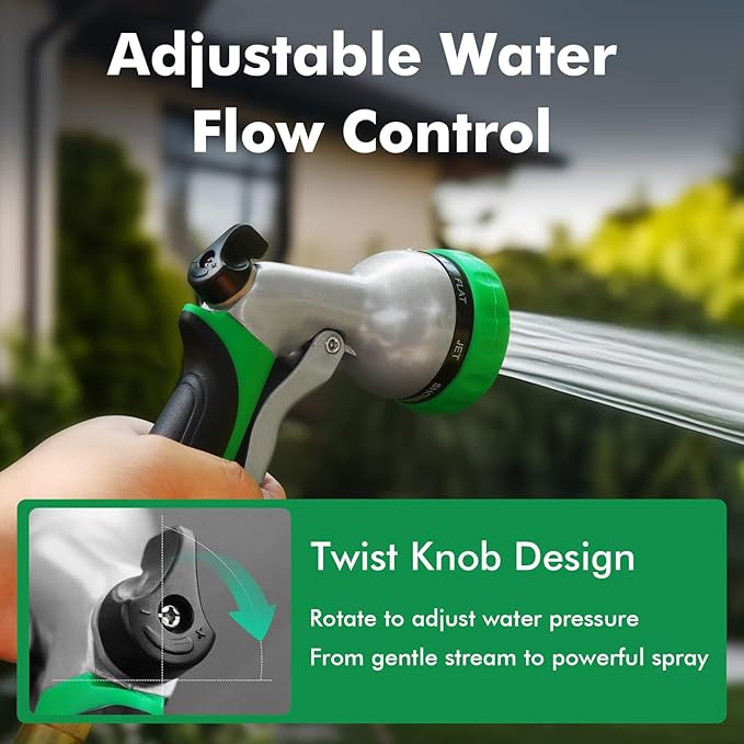 RESTMO Garden Hose Nozzle, Heavy Duty Metal Water Hose Nozzle with 7 Adjustable Spray Patterns, High Pressure Hand Sprayer with Flow Control for Watering Plants & Lawns, Washing Cars & Pets