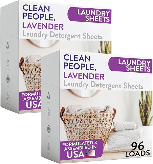 The Clean People Laundry Detergent Sheets - Laundry Soap - Ultra Concentrated, Recyclable Packaging, Stain Fighting - Lavender, 192 Pack