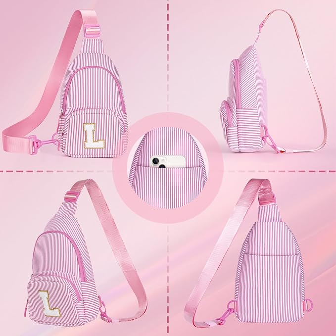 YOOLIFE Personalized Gifts For Teenage Girls Initial Sling Bag Gift for Women Teen Girls Birthday Gift for 11 12 13 14 15 16 Years Old Teen Girl Gifts Trendy Stuff Crossbody Fanny Bag Pack (Purple L)