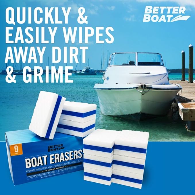 Premium Boat Scuff Erasers, Boating Accessories for Cleaning, Gift for Pontoon, Fishing, Jon Boats, Decks, Vinyl and Hull Cleaner, Gadgets for Men and Women