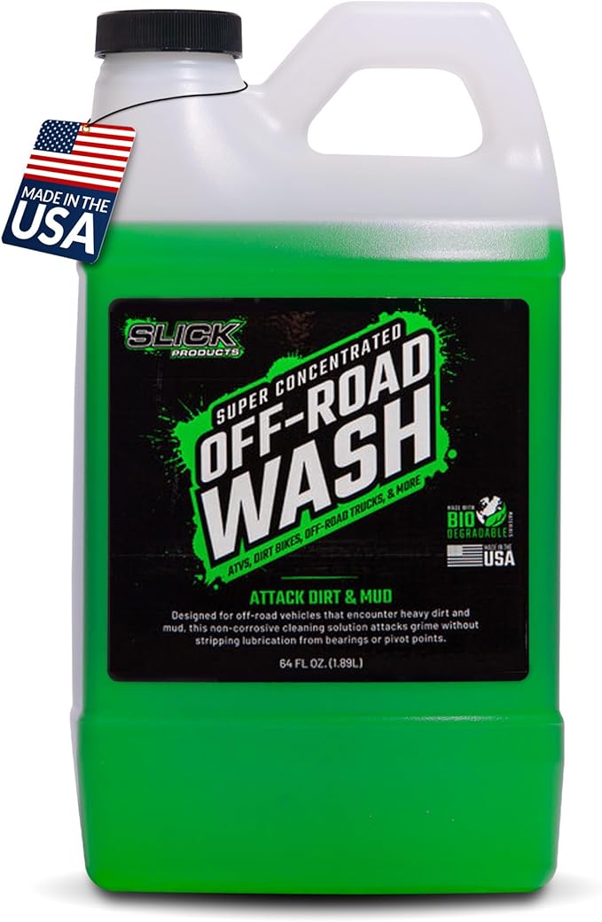 Slick Products Total Off-Road Wash Super Concentrate – Thick Foaming Car Wash Soap with Hybrid-Ceramic Formula for Dirt Bikes ATV UTV Trucks Jeeps and More – Foam Cannon Ready – 64 oz