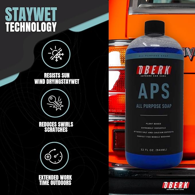 Oberk APS All Purpose Car Wash Soap – Eco-friendly, plant-based shampoo for foam cannon or hand wash. Safe for ceramic coating, interio (32)