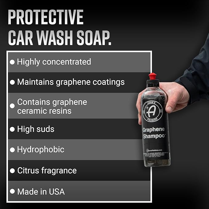 Adam's Polishes Graphene Shampoo - Ceramic Coating Infused Car Wash Soap - Powerful Cleaner & Protection - pH Neutral, High Suds For Foam Cannon, Foam Gun, Or Detailing Bucket (2 Pack)