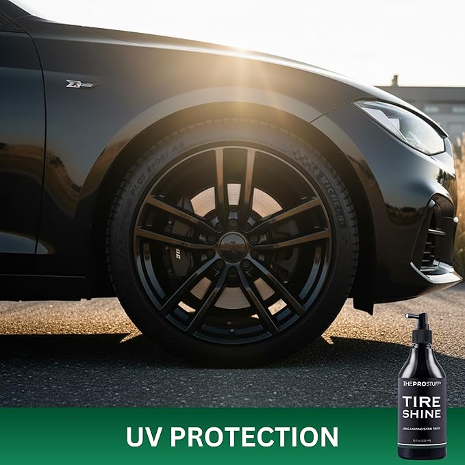 The Pro Stuff® Tire Shine - Satin Tire Dressing for Deep Black Finish | No Sling, Quick Drying, Solvent-Free | Car Tire Shine for Enthusiasts