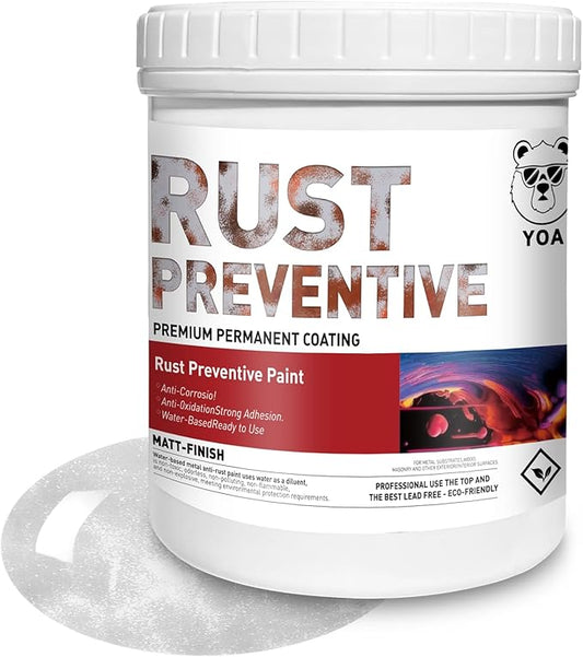 YOA Metal Paint, Water-Based Rust-Proof Paint, 16 fl oz, Metal Primer and Protective Coating, Rust-Proof Coating, Permanently Prevents Rusts (Matte Silver)